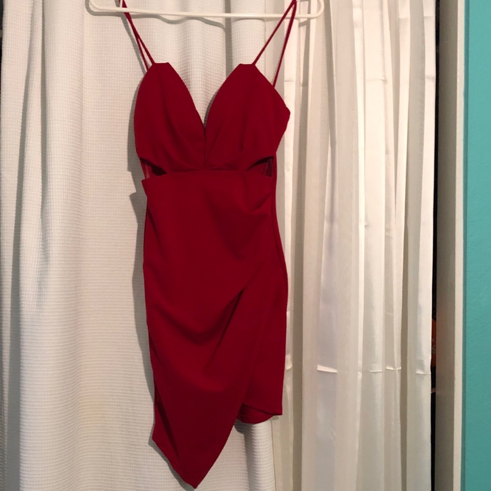 Red Spaghetti Strapped Dress